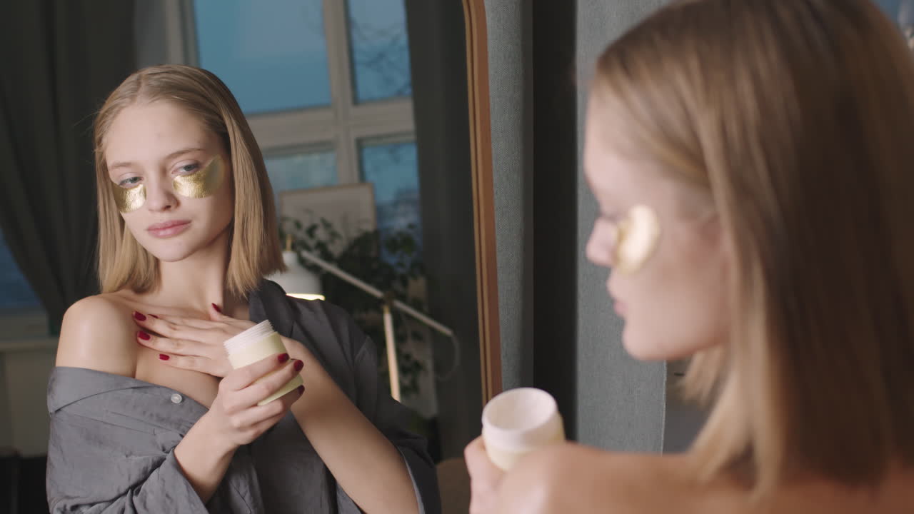 Woman Doing Evening Beauty Routine