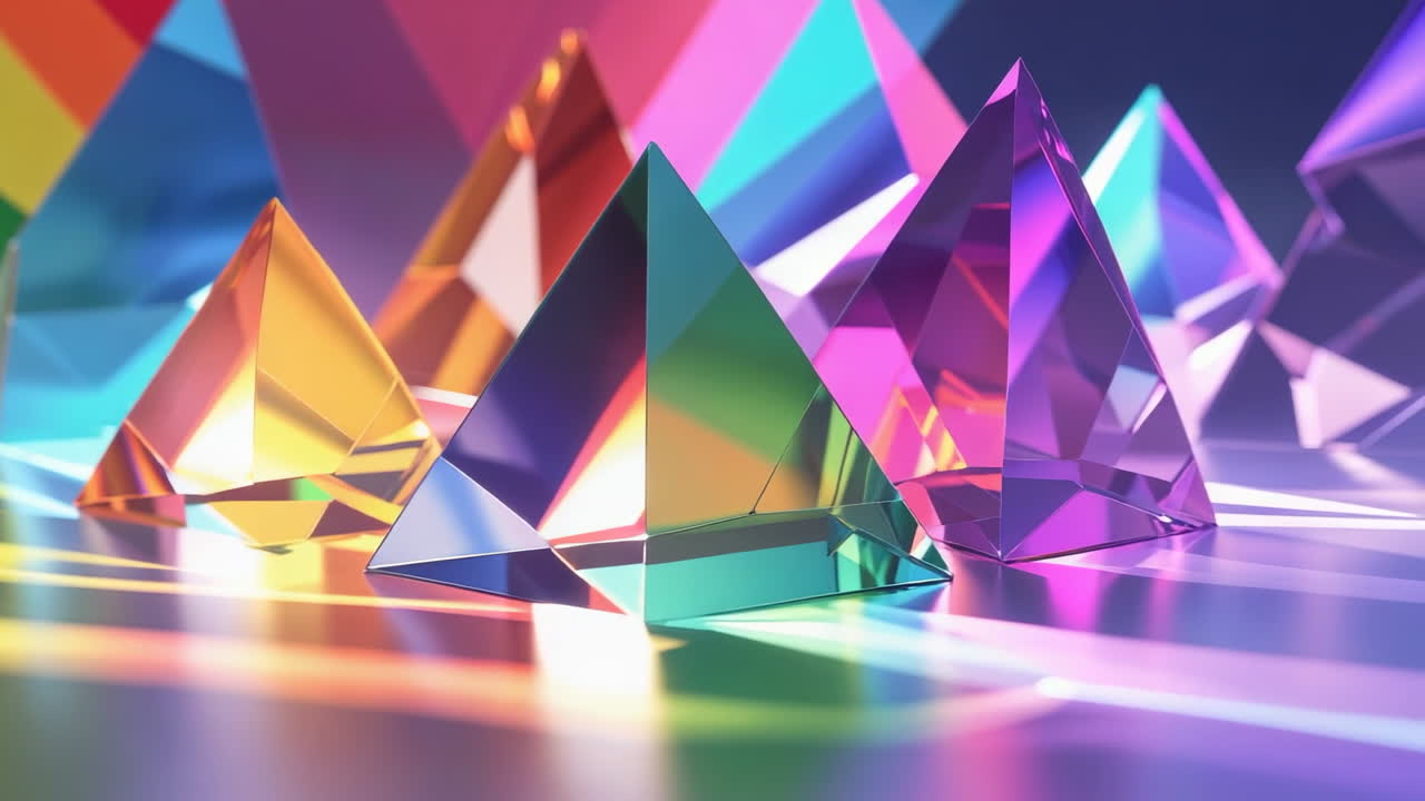 Vibrant Colorful Glass Prisms and Light Refractions
