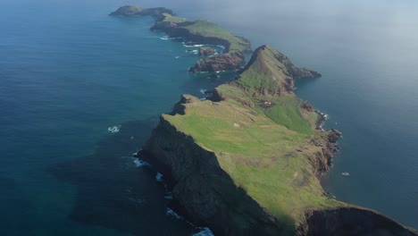 drone shot over the peninsula and its cliffs in madeira