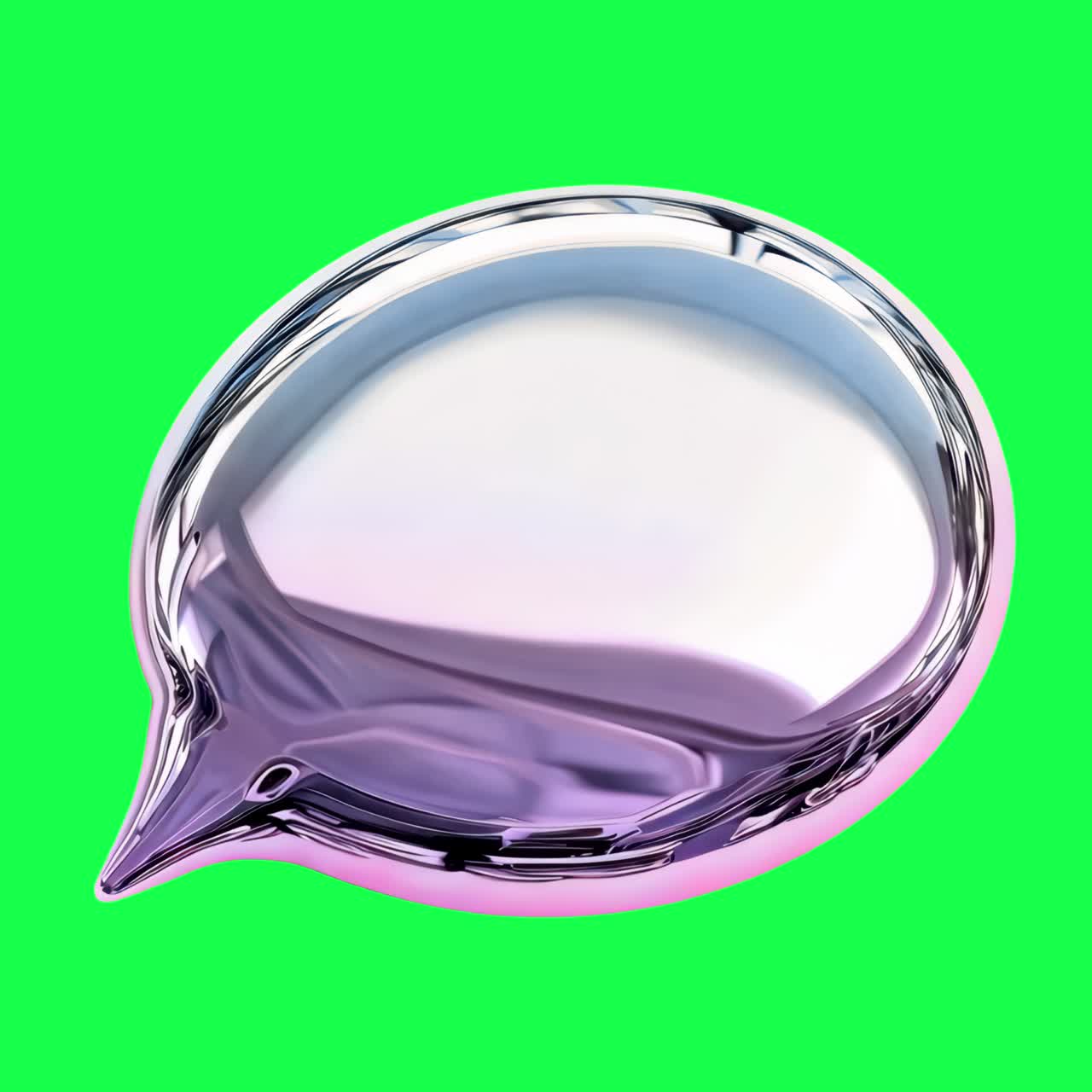 Metallic speech bubble design animation, transparent 4K video, green screen