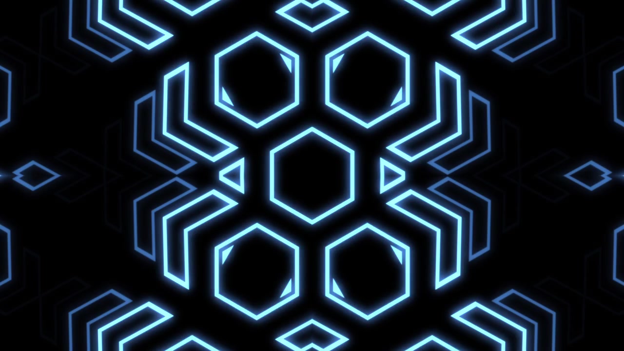 Animated Blue Neon Geometric Pattern Pulsing on Black Background