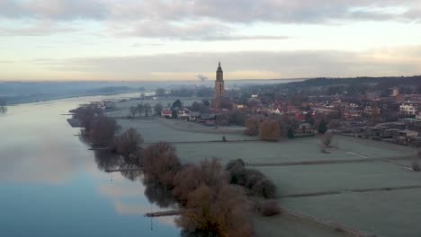 Riverside-village-in-the-netherlands-at-sunrise