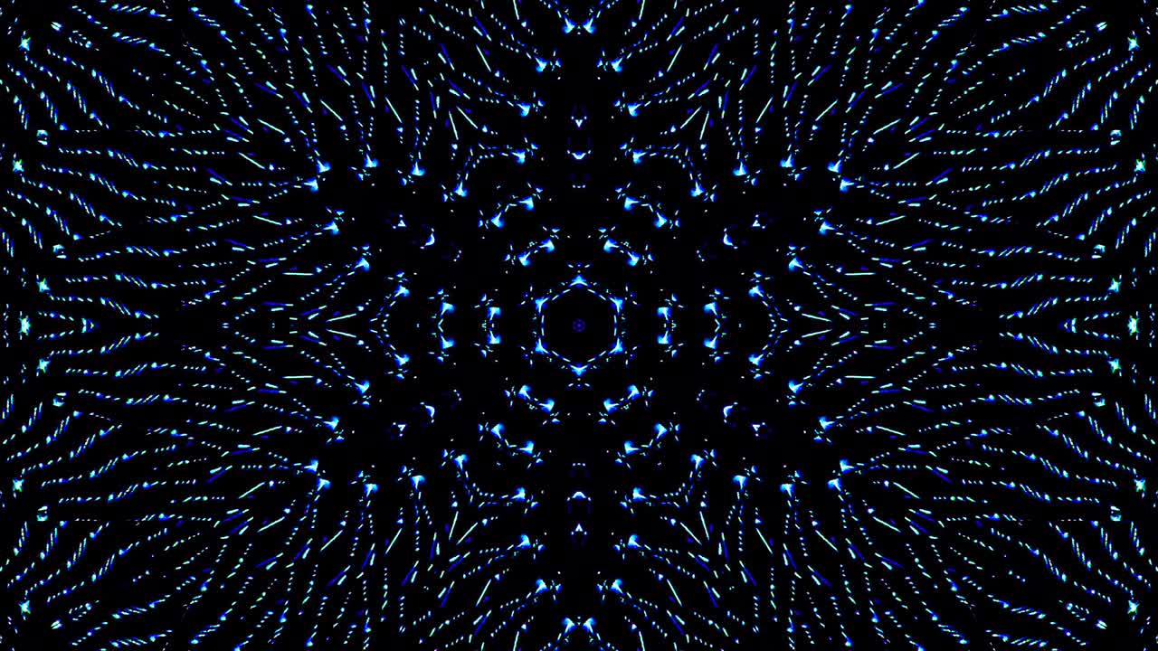 light wave abstract dots set blue color kaleidoscope black background