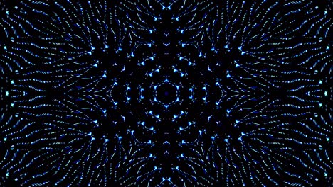 onda de luz puntos abstractos conjunto de color azul caleidoscopio fondo negro
