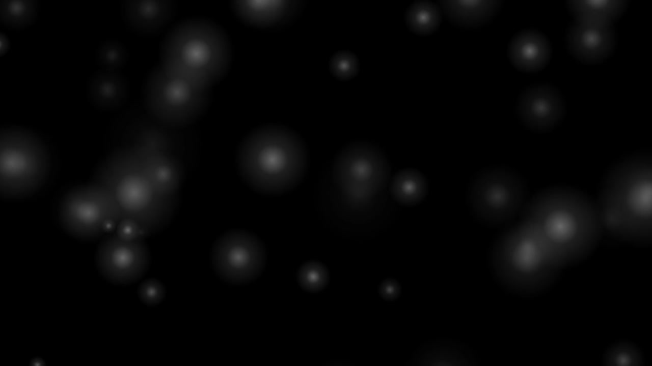 Abstract Floating White Glowing Particles on Black Background