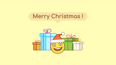 emoticon in santa claus hat and gift boxes. christmas concert. alpha channel