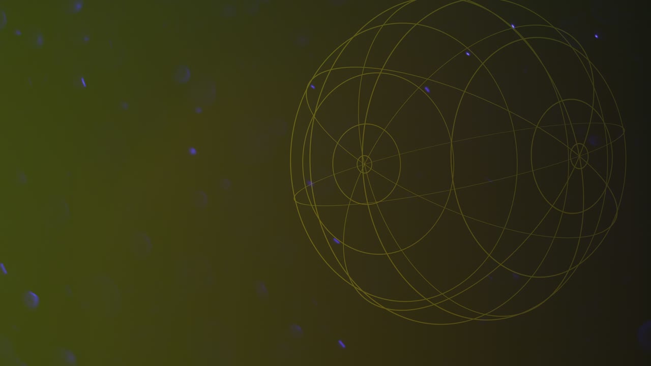 esfera abstracta amarilla de neón en el espacio con brillos de mosca