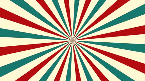 circus animated rotation looped background of red and green lines stripe. retro motion graphic sun beam ray. vintage fun fair burst. carnival abstract circle