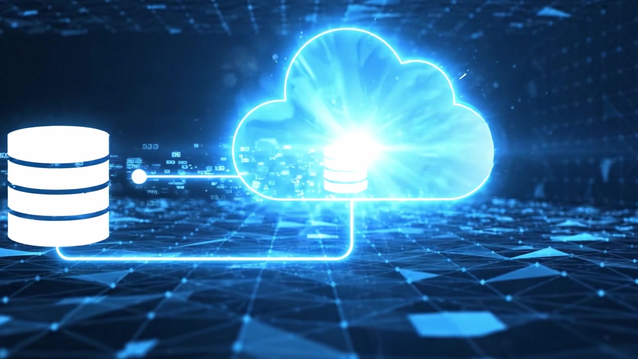Visual Representation of Data Transfer Between Cloud and Database in a Digital Environment Highlighting Connectivity and Modern Technology