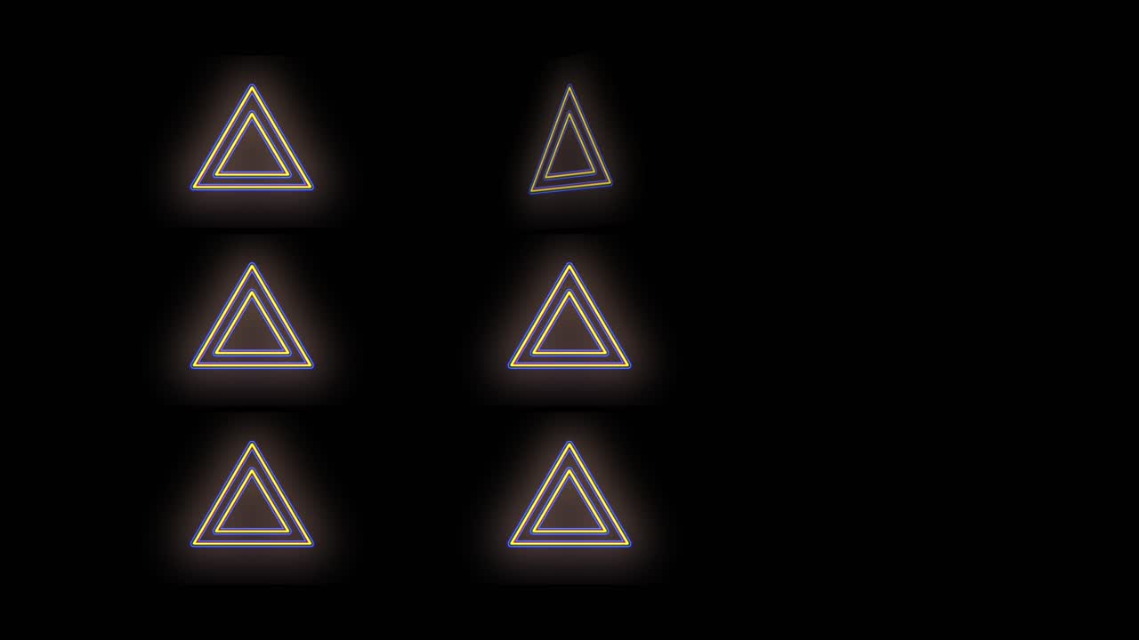 7행의 펄스 네온 노란색 삼각형 패턴