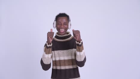 young handsome african man ready for winter