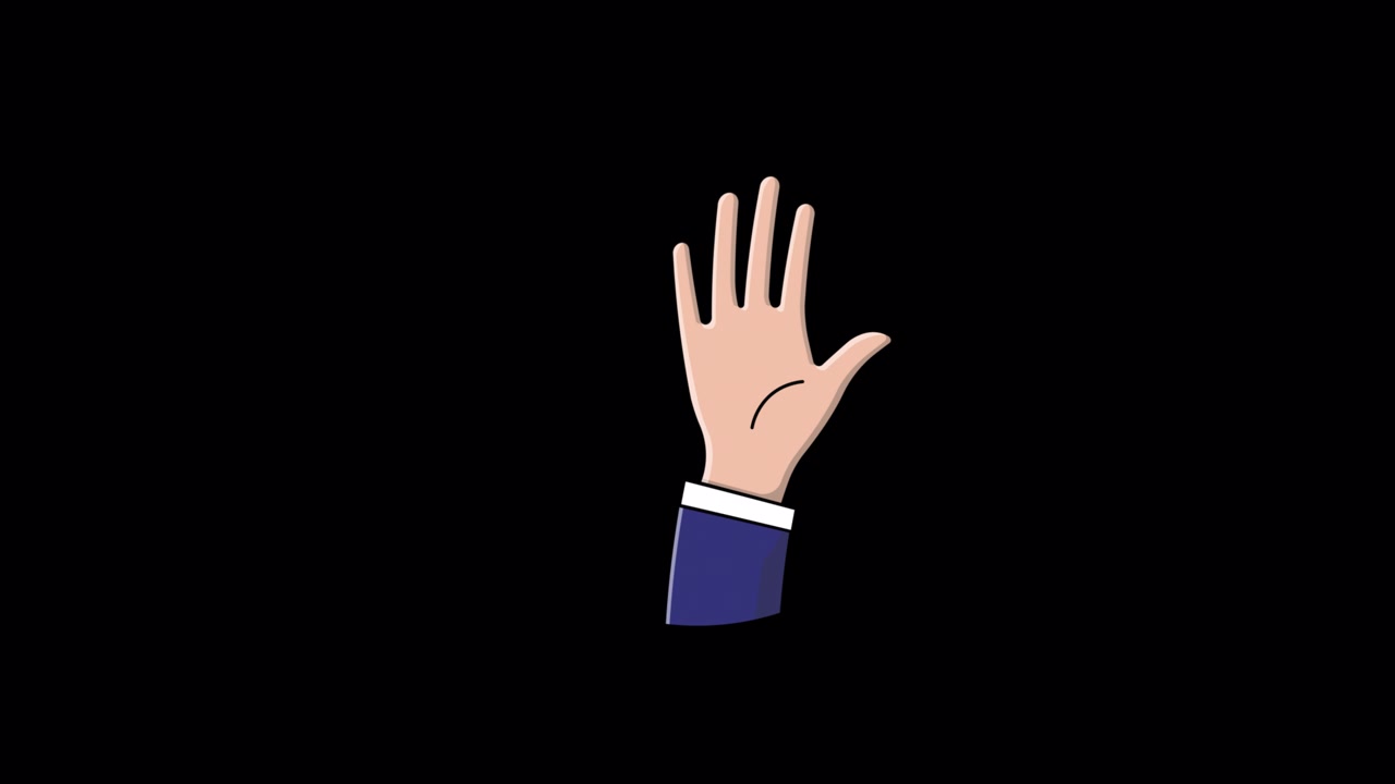 Mano di cartone animato che saluta ciao o addio