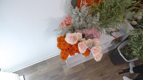 high angle of various flowers used in valentine's arrangements