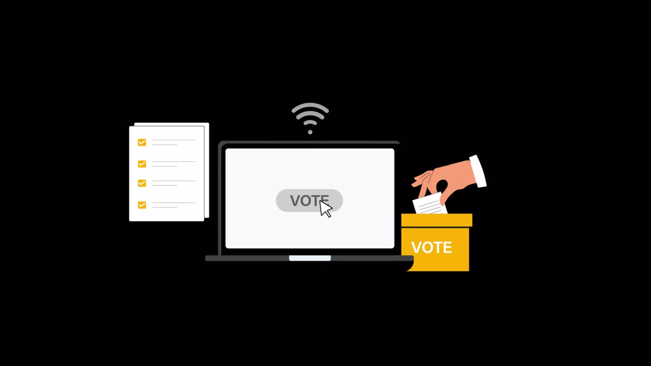 Digital Online Voting Concept with Laptop and Ballot Box