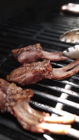 grilled lamb ribs on the barbecue