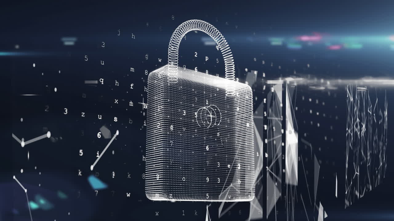animación del candado de seguridad en línea y cambio de codificación de letras