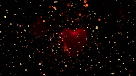 animación de confeti cayendo con corazones rosados sobre fondo negro