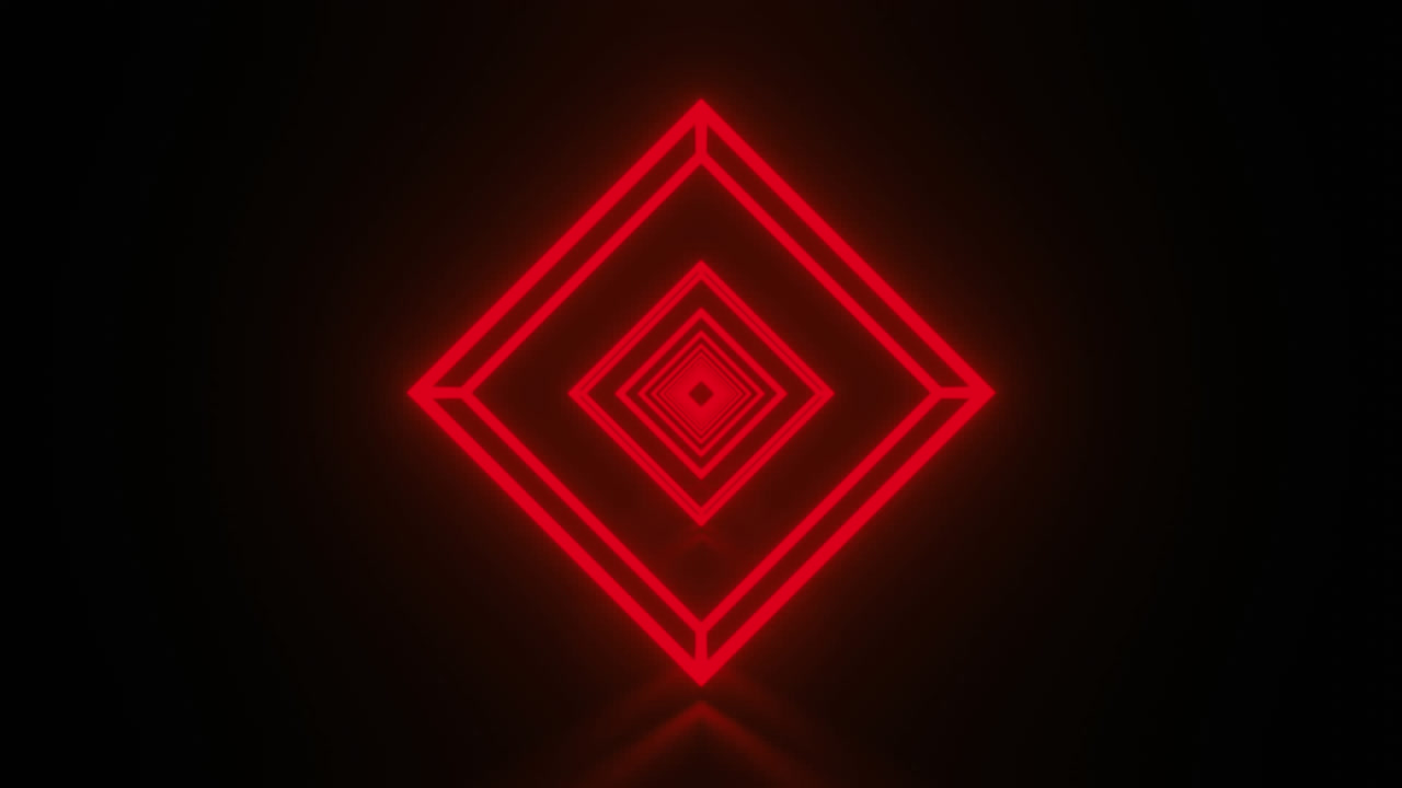 animación de chispas y túnel de neón rojo sobre fondo negro