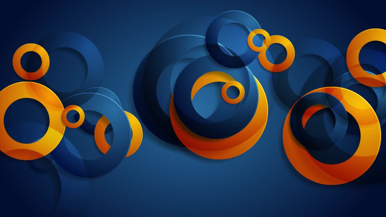 azul brillante naranja anillos abstractos fondo de movimiento geométrico