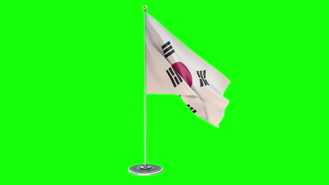 한국 3d 그림: 크로마 키가 있는 기둥 위에 흔들리는 발