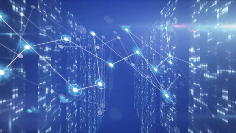 animation of network of connections and data processing over computer servers