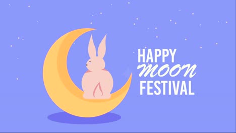 happy moon festival lettering with crescent moon
