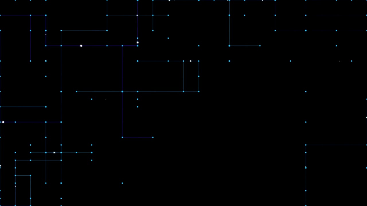 Abstract Digital Network Lines and Glowing Nodes on Black Background