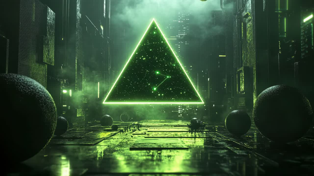 Futuristic Green Triangle Cityscape