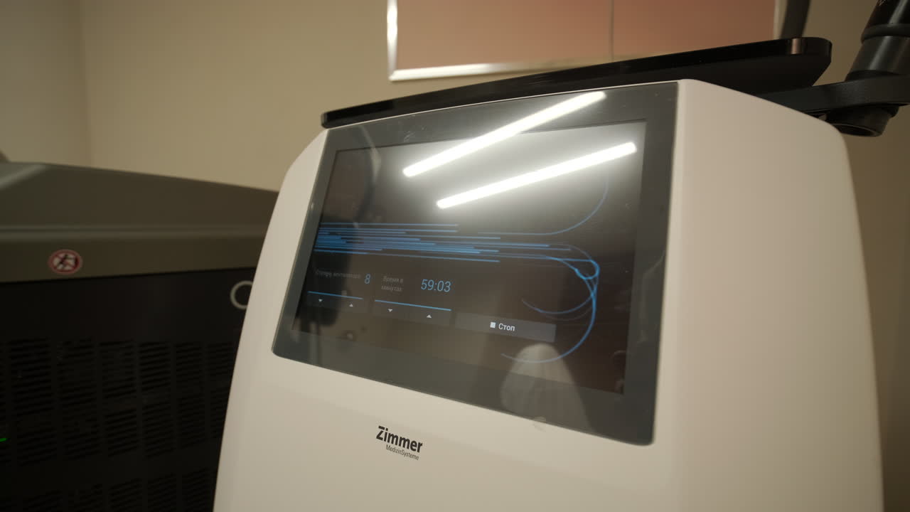 Close-up of Zimmer Medizinsysteme Device Screen with Timer