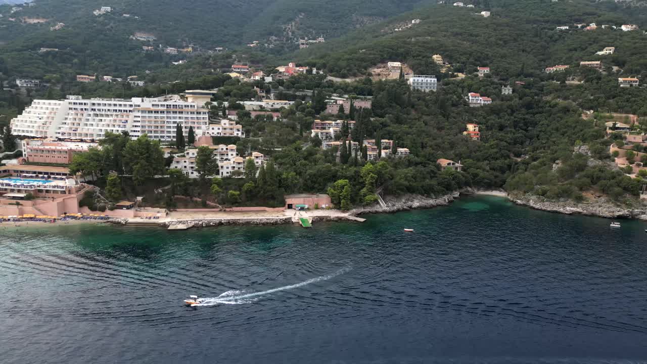 Aerial View of a Coastal Resort in Greece