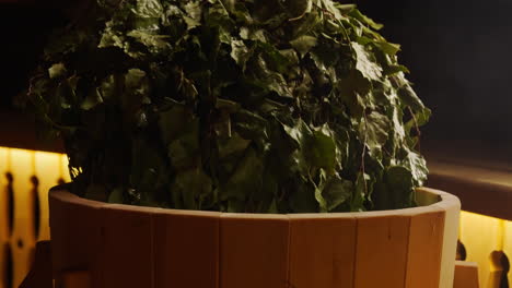 preparing birch broom for a traditional russian banya