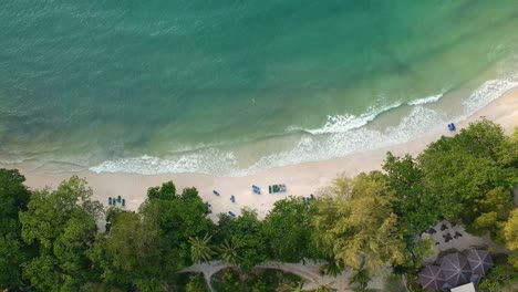 aerial view of beautiful beach with turquoise water at a resort on pangkor island in western malaysia