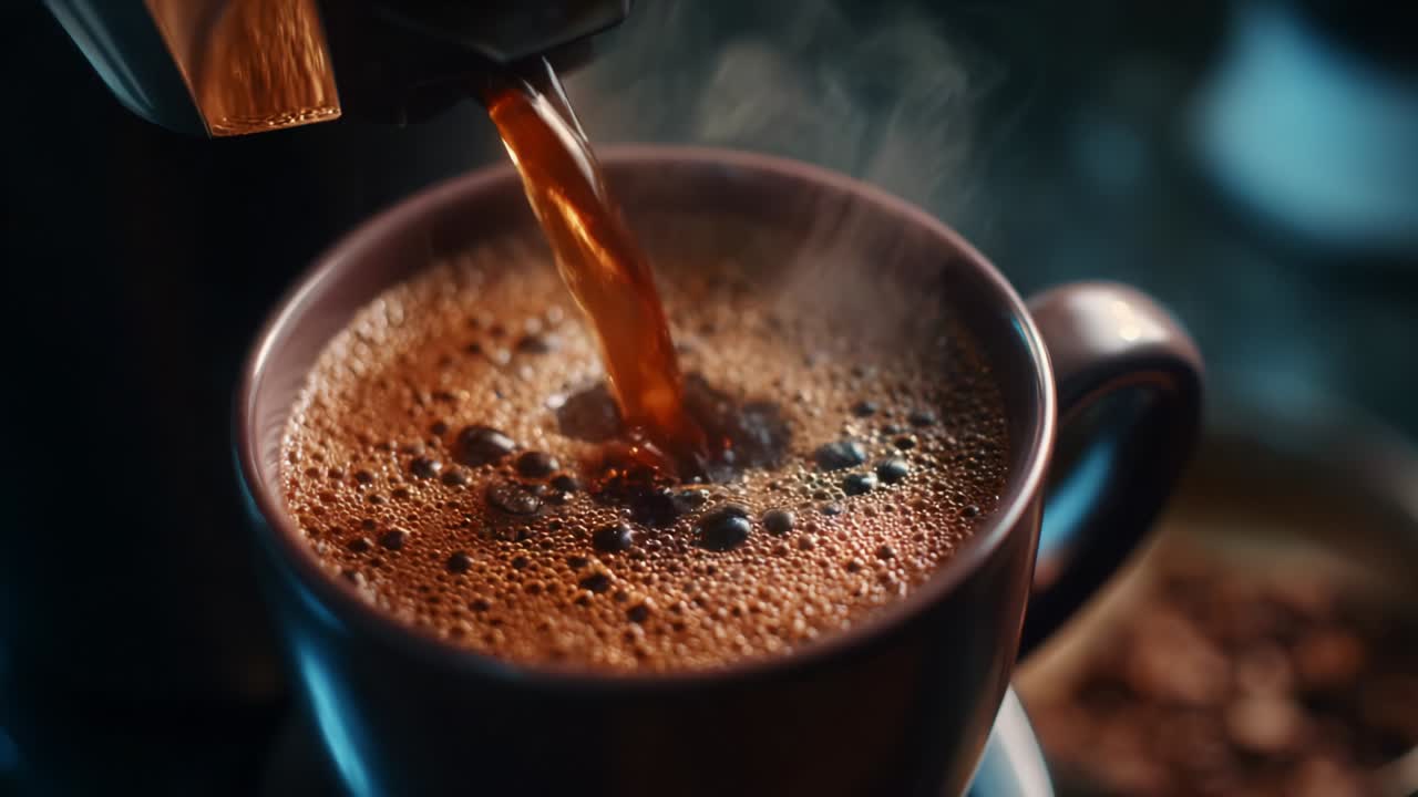 vertiendo café en una taza