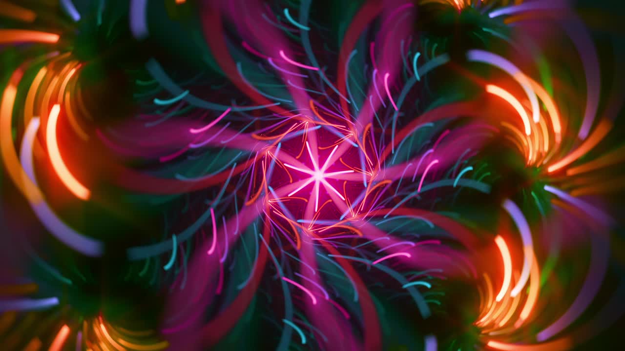 caleidoscopio floral fractal abstracto - nostalgia de neón vintage - música en bucle sin interrupciones vj colorido arte de fondo de transmisión caótica