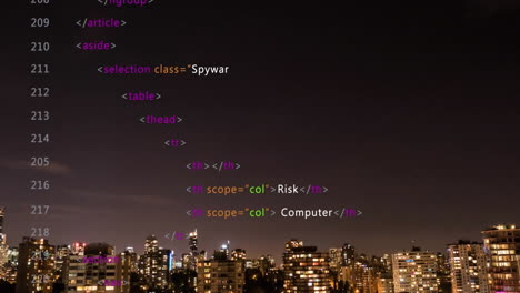 animation of digital data processing over cityscape