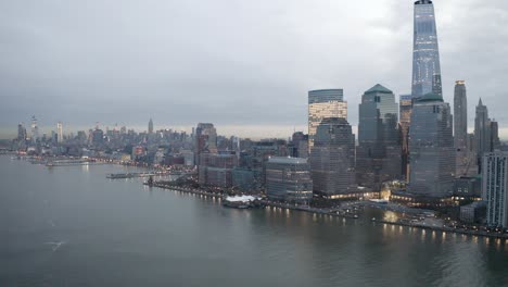 aerial footage of lower manhattan