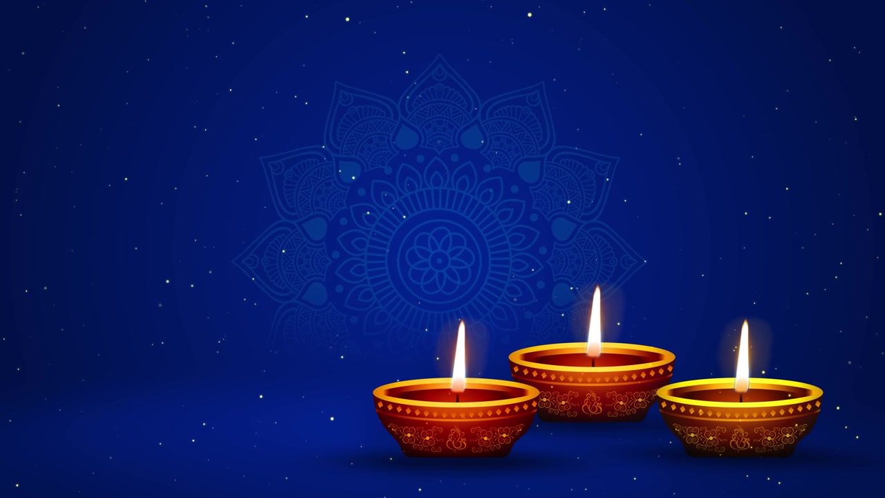 Sfondo Diwali 4K diya floreale accesa durante la festività di Diwali, festival indù delle luci, felice Deepavali