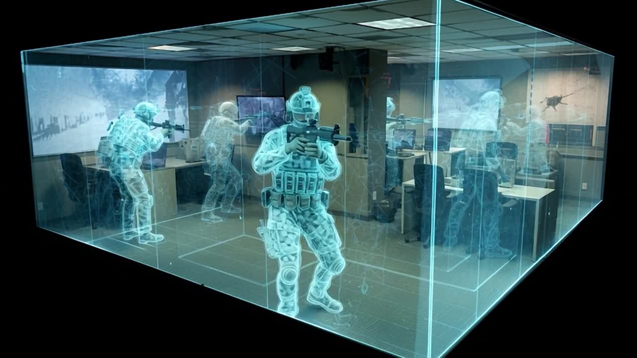 Holographic training simulation at military base