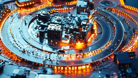 a model of a city at night with lights on it