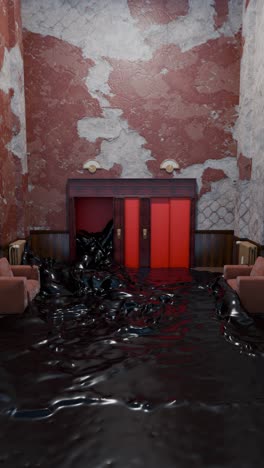 flooded hotel elevator room