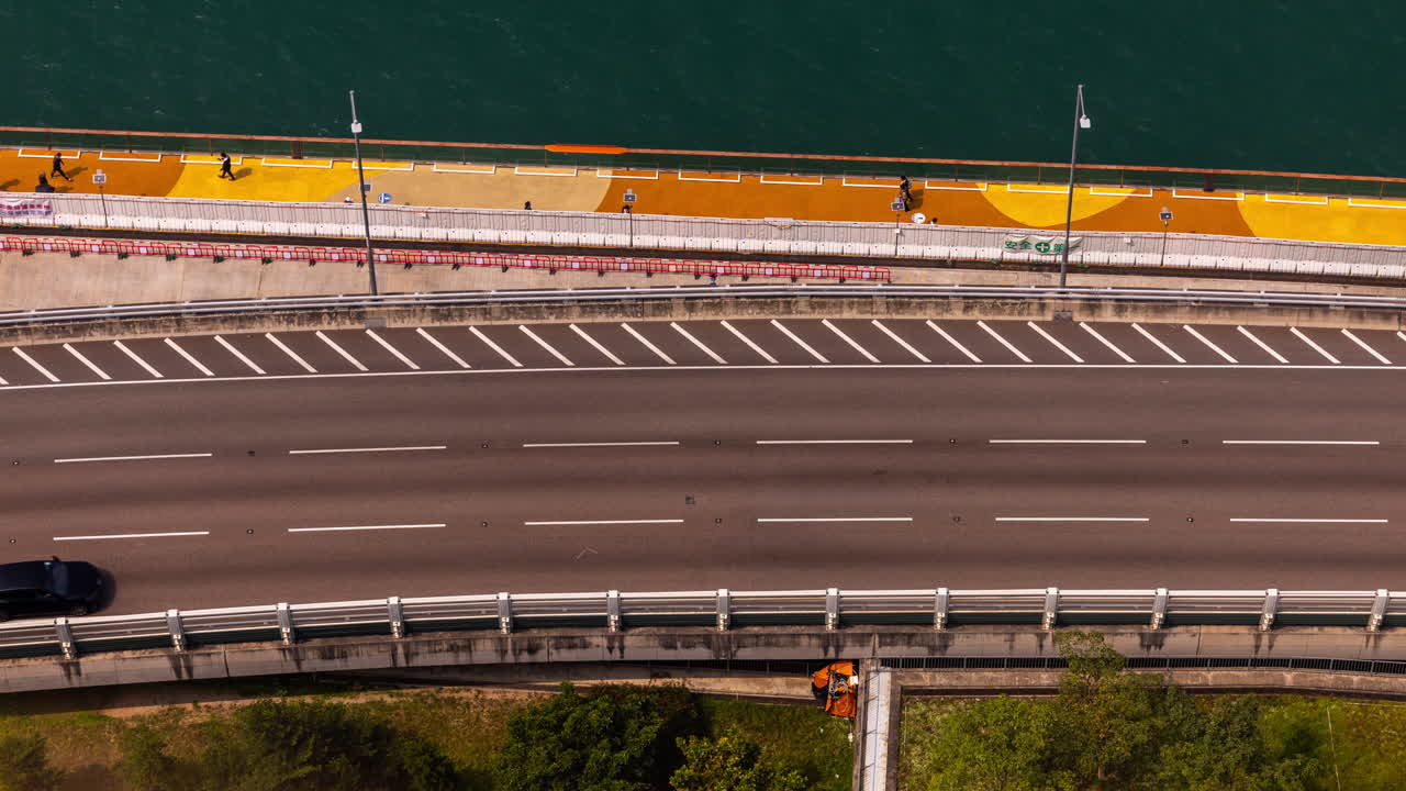 Timelapse looking down onto a busy highway in Hong Kong Central