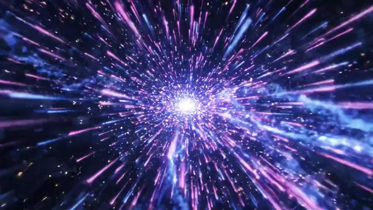 Un viaggio dinamico attraverso un'esplosione cosmica: esplorando il flusso celeste di luce ed energia in una vivida dimostrazione di luminosità e movimento