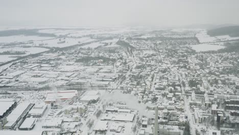 Drohnenantenne-Der-Universitätsstadt-Göttingen-Nach-Schneesturm-Tristan-Im-Winter-2021