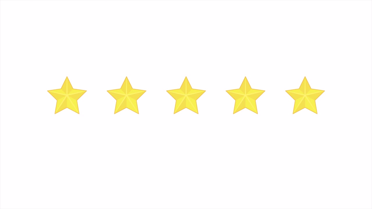 Five Stars Rating Animation. 2d cartoon style, white background. Customer Quality review, Feedback. Motion Graphics Stock video. Usability Evaluation Concept.