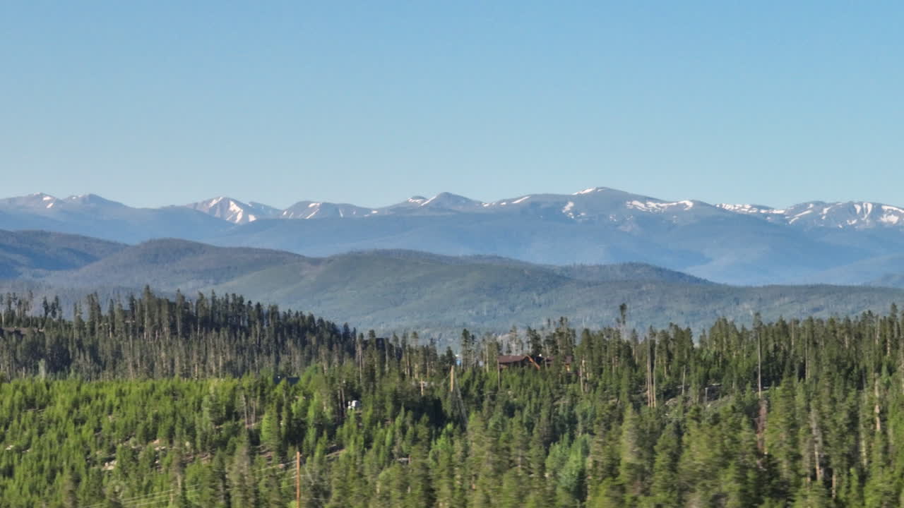 Telephoto drone shot of sunrise in the Rocky Mountains of Colorado