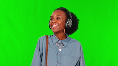 Headphones,-phone-and-hello-of-black-woman