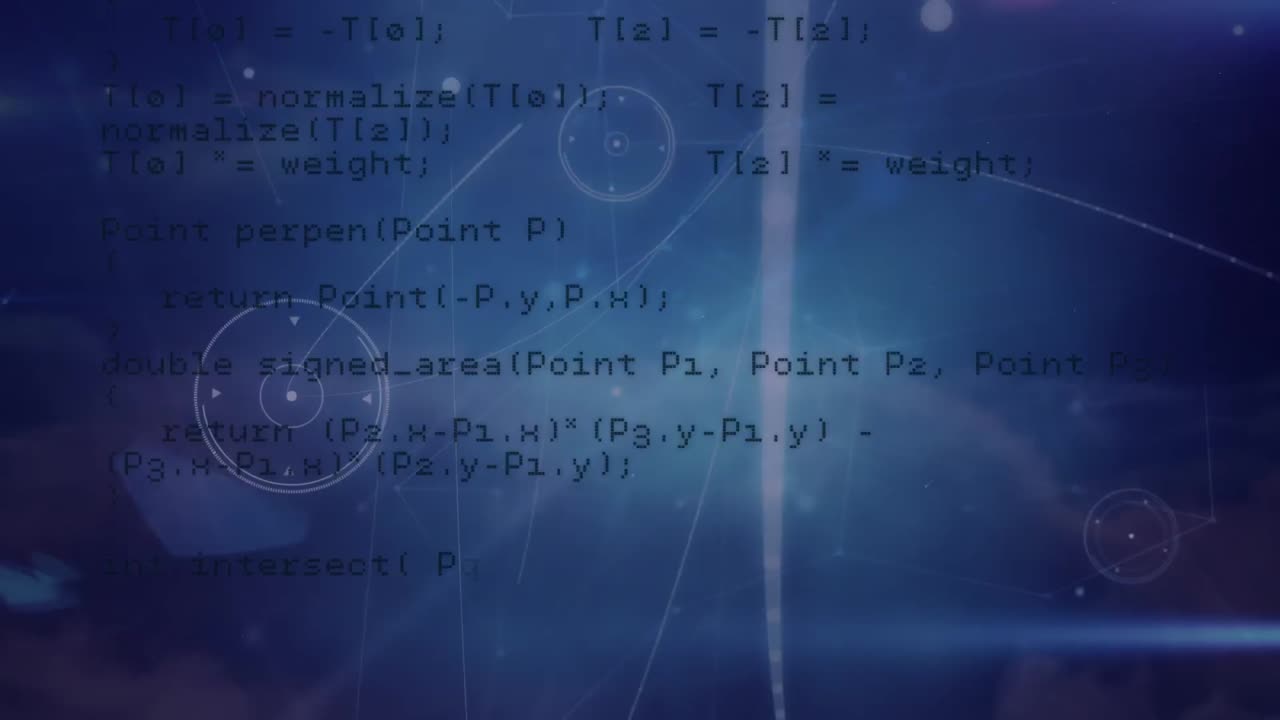 animatie van netwerken van verbindingen en gegevensverwerking op een zwarte achtergrond