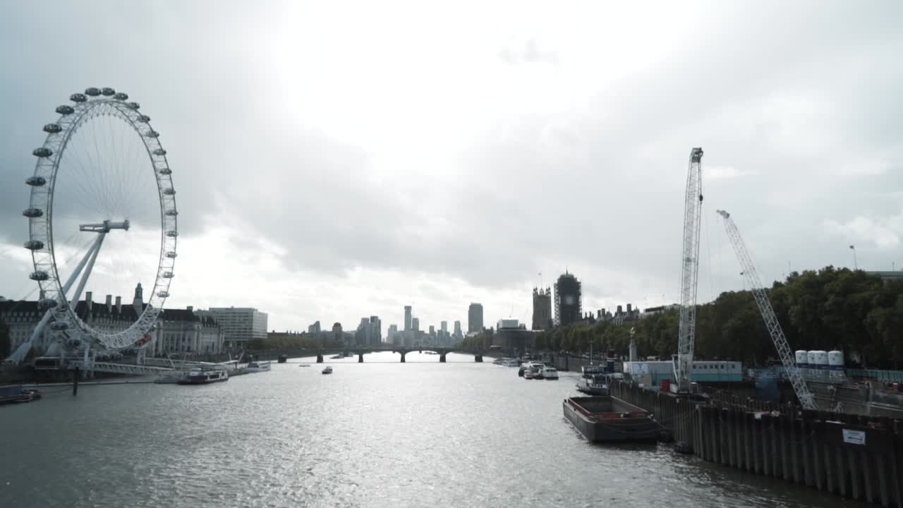 런던 아이와 테임즈 강 파노라마