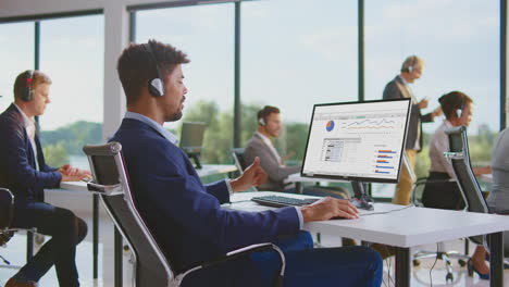 business team working in a call center