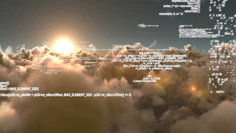 binary code against white clouds 4k